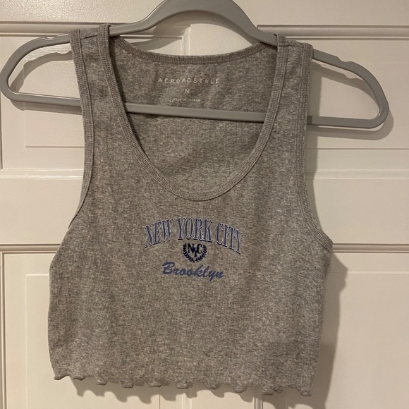 Aéropostale New York City Brooklyn Cropped Grey Ribbed Tank Top – Size Small - Picture 5 of 8